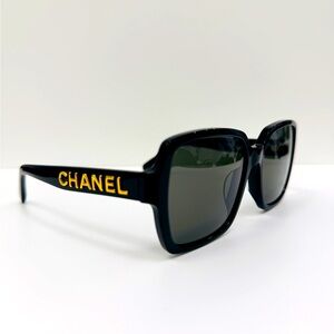 Chanel 5408-A c.622/S4 Black and Gold Square Sunglasses